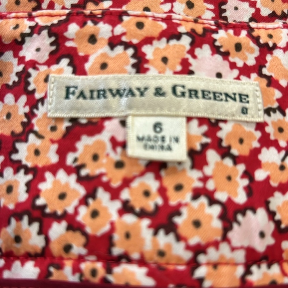 Fairway & Greene Cotton Floral Red Skort size 6 - Picture 8 of 10